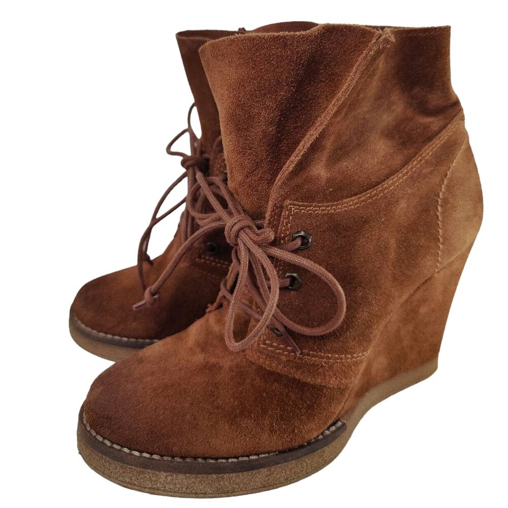 Vintage Brown Y2K Steve Madden wedge boots sz 7.5/38